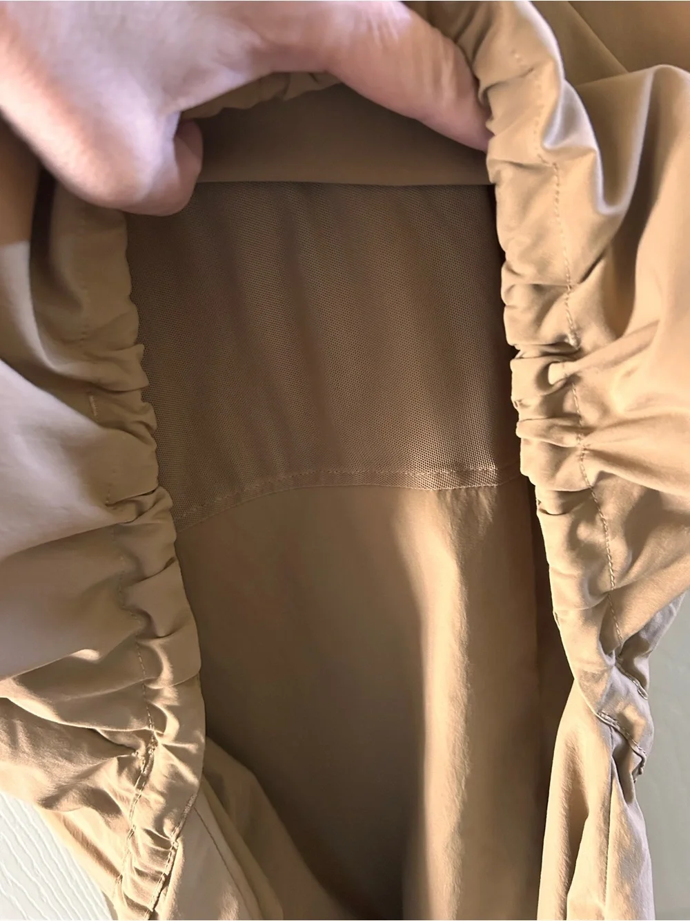 Athleta Camel Collared Zip-Front Drawstring Shirt Dress - Picture 6 of 6